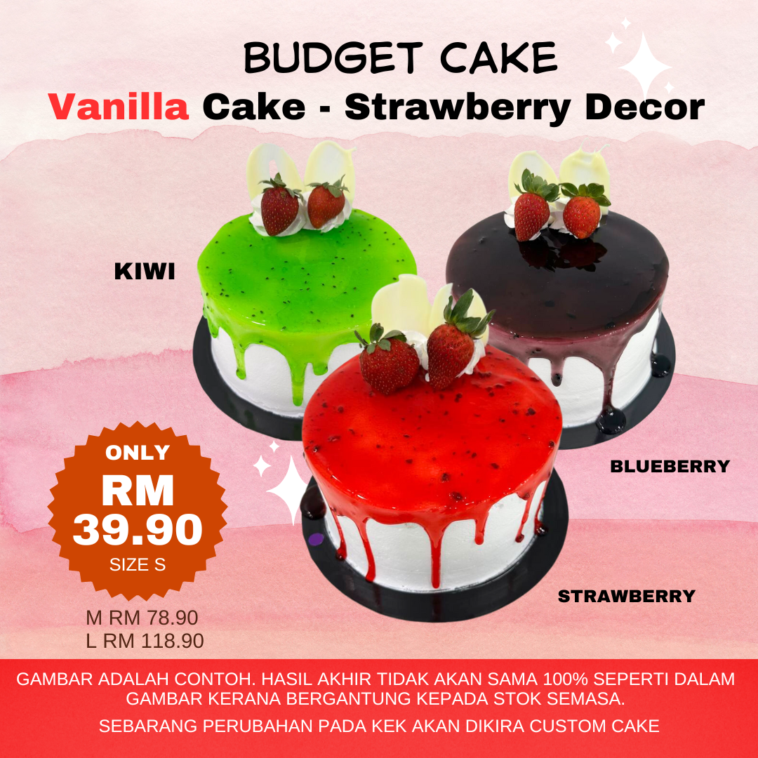 Sponge Budget Cake - Strawberry Decor