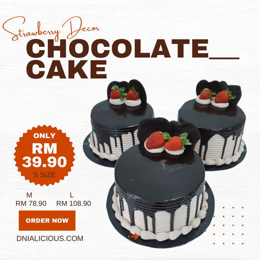 Sponge Chocolate Cake - Strawberry Deco